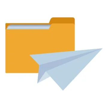 Documents folder and paper plane Stock Illustration