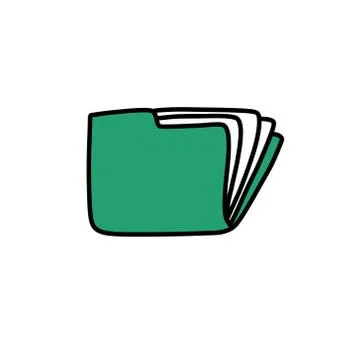 Documents folder doodle icon, vector color illustration 스톡 일러스트