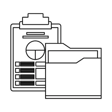 Documents folder files icon cartoon in black and white Stock Illustration