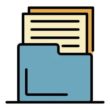 Documents in a folder icon color outline vector Illustrazione stock