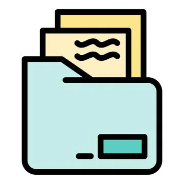 Documents in a folder icon color outline vector Stock Illustration