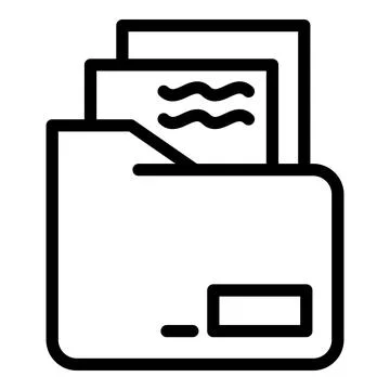 Documents in a folder icon, outline style Illustrazione stock