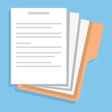 Documents in a folder, a set of sheets of paper, a set of documents Stock Illustration