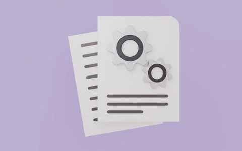Documents with a gearwheel, User configuration icon, Settings and privacy Stock Illustration