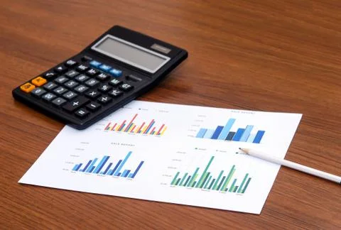 Documents graph on desk Stock Photos