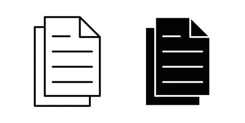 Documents icon in black and white. vector icon pack for websites Stock Illustration