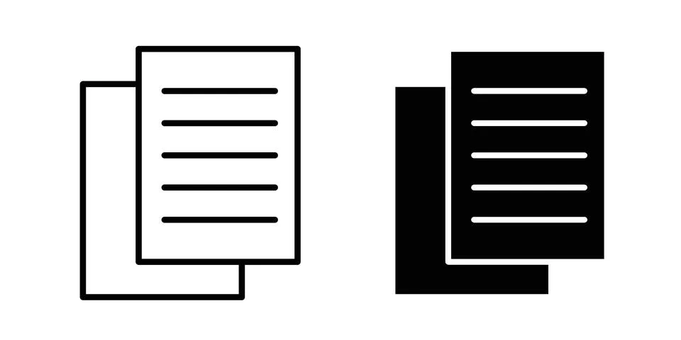 Documents icon black vector isolated on white Stock Illustration
