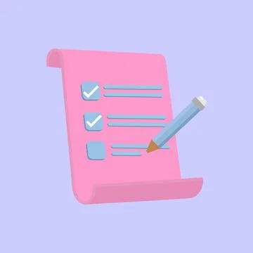 Documents icon, blue and pink colors. 3d rendering イラスト素材