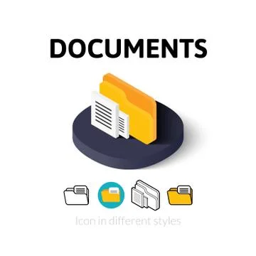 Documents icon in different style Illustrazione stock