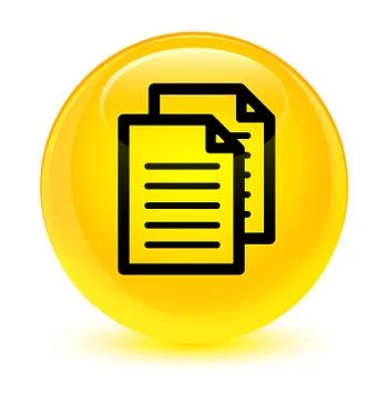 Documents icon glassy yellow round button Stock Illustration