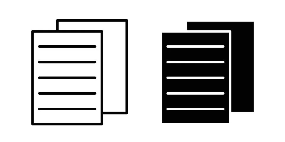 Documents icon. Line Drawings and Silhouettes icons Stock Illustration