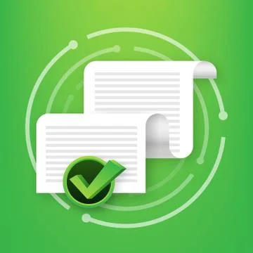 Documents icon. Stack of paper sheets. Confirmed or approved document. Vector Stock Illustration