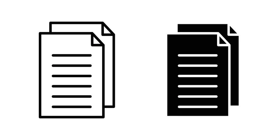 Documents icon vector concepts, line and silhouette style Stock Illustration