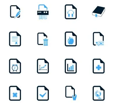 Documents icons set Illustrazione stock
