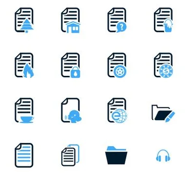 Documents icons set Stock Illustration