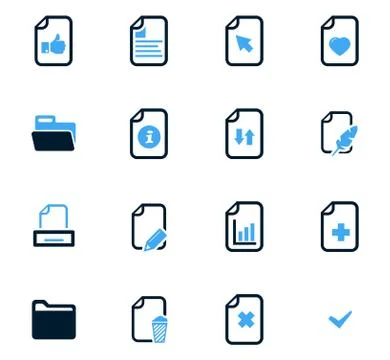 Documents icons set Stock Illustration