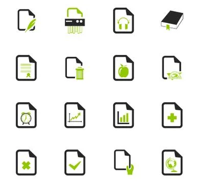 Documents icons set Illustrazione stock