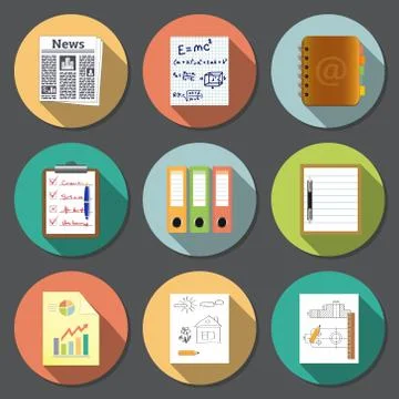 Documents icons set Illustrazione stock