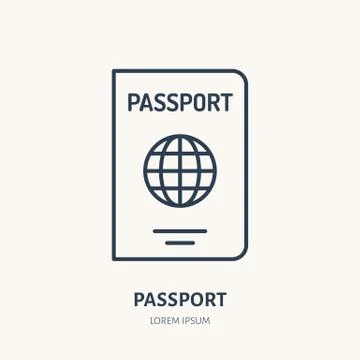 Documents identity vector flat line icon. Passport sign Stock Illustration