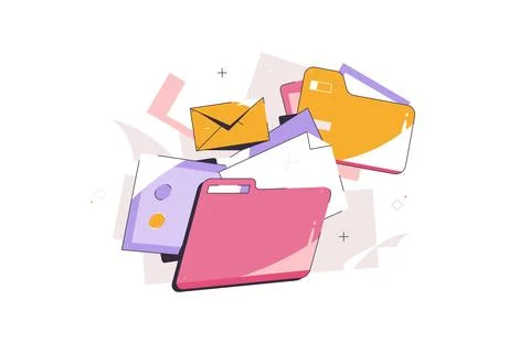 Documents, image folder colorful. Business documents organization. Paperwork Stock Illustration