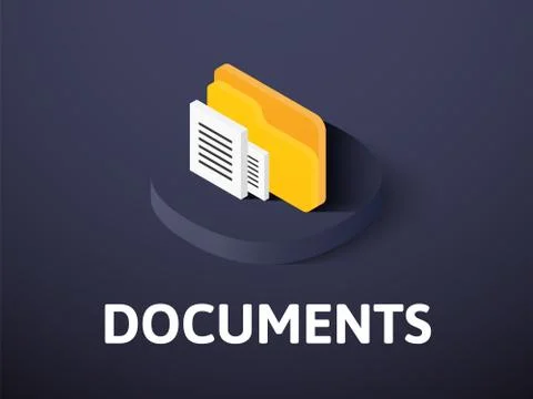 Documents isometric icon, isolated on color background Stock Illustration