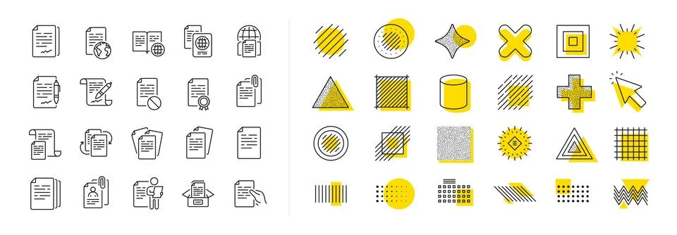 Documents line icons. Copy files, Contract agreement, Passport. Certificate doc Stockillustratie