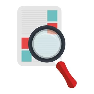 Documents with magnifying glass Illustrazione stock
