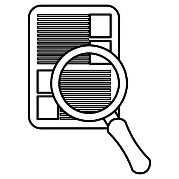Documents with magnifying glass Illustration