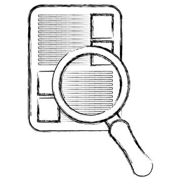 Documents with magnifying glass Illustration