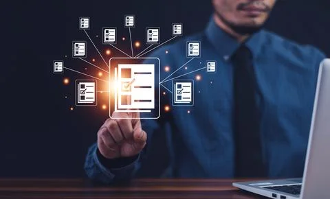 Documents manage program (DMS),Document management system concept, business.. Stock Photos