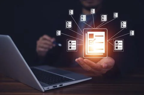 Documents manage program (DMS),Document management system concept, business.. Stock Photos