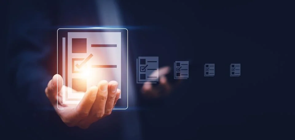 Documents management information system concept, Businessman using visual s.. 写真素材