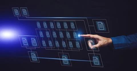 Documents management information system concept, Businessman using visual s.. 스톡 사진