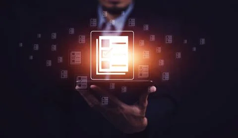 Documents management information system concept, Businessman using visual s.. 写真素材