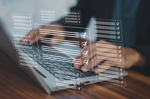 Documents management information system concept, Businessman using visual s.. 写真素材
