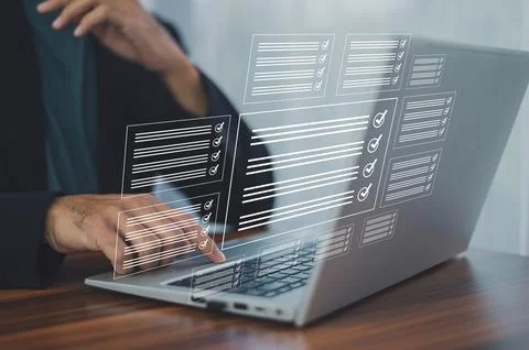 Documents management information system concept, Businessman using visual s.. 写真素材