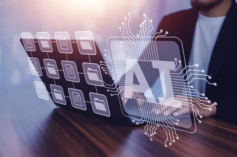 Documents management information system concept, Businessman using visual s.. Stockfoto's