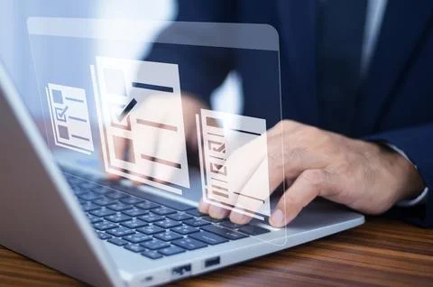 Documents management information system concept, Businessman using visual s.. 写真素材