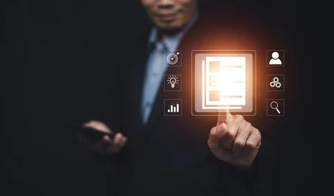 Documents management information system concept, Businessman using visual s.. 写真素材