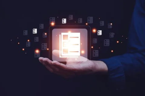 Documents management information system concept, Businessman using visual s.. 스톡 사진