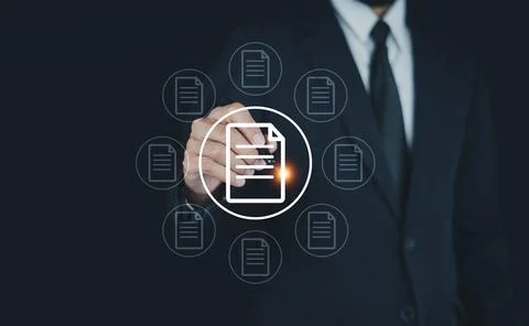 Documents management information system concept, Businessman using visual s.. 스톡 사진