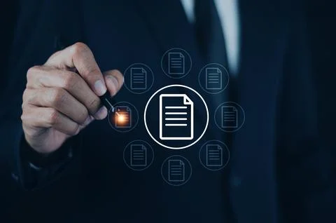 Documents management information system concept, Businessman using visual s.. 写真素材
