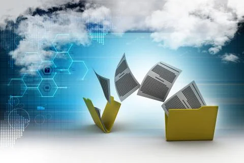 Documents moving one folder to another Stock Illustration