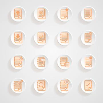 Documents note functions menu icons set Stock Illustration