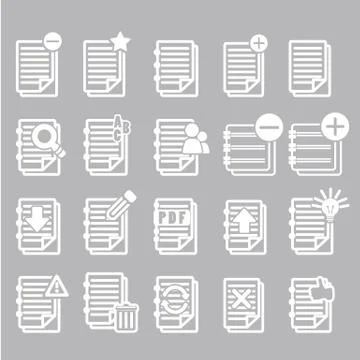 Documents note icons set Stock Illustration