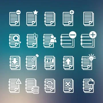 Documents note icons set Stock Illustration
