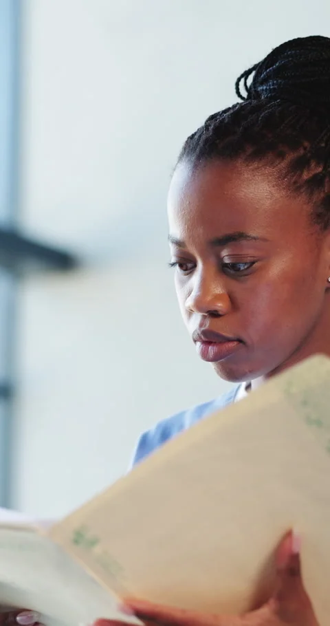 Documents, nurse and research with black woman in hospital for healthcare report Stock Footage 335745538