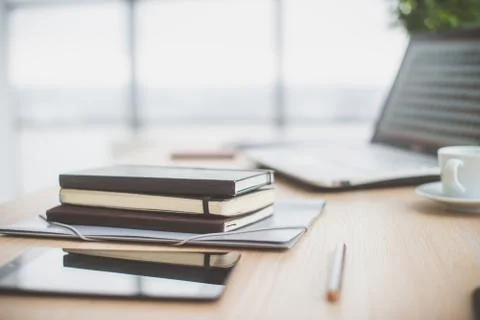 Documents on office table with pen and digital tablet as work space business 写真素材