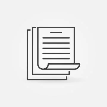 Documents or papers vector concept outline icon or sign Stock Illustration
