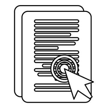 Documents paper with cursor arrow Illustrazione stock